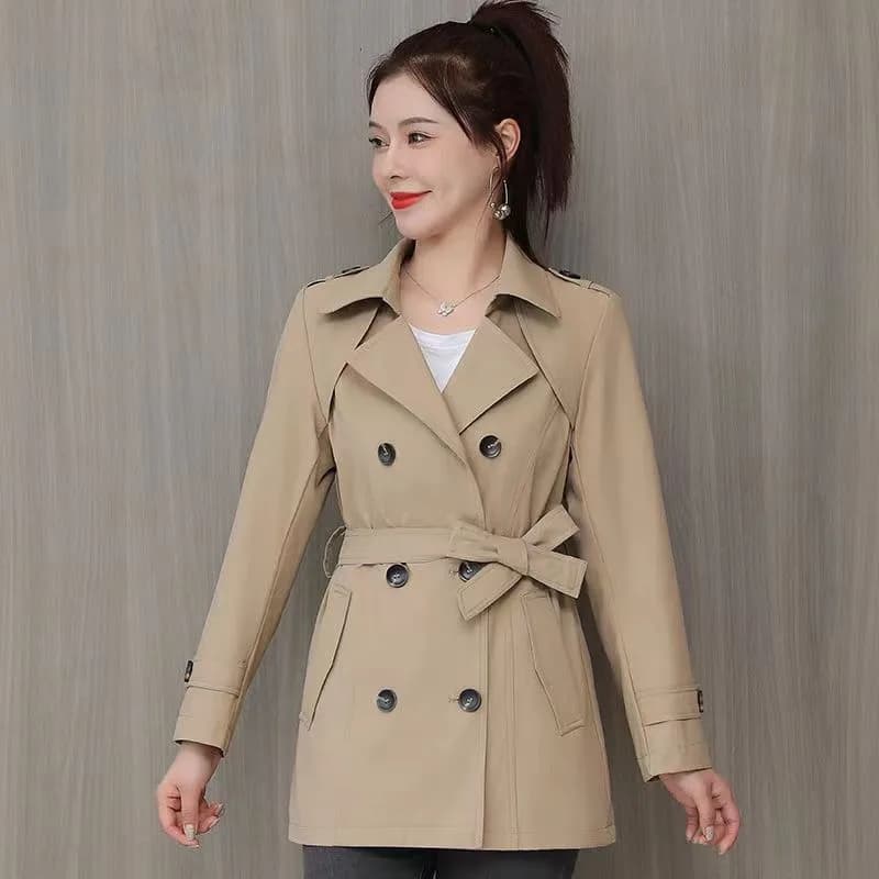 Trench corto casual per donna 2024 Autunno Inverno Moda manica lunga Nuovo in cappotti e giacche Femme Capispalla elegante