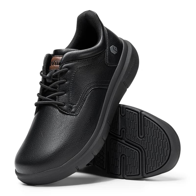 ItVille Men's Wide Width Leather Slip-On Casual Walking Shoes, Lightweight Orthopedic Footwear with Arch Support, Effective Pain Relief for Wide Feet and Swollen Feet