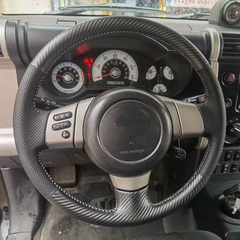 Per Toyota FJ Cruiser 2006 - 2014 coprivolante per auto in vera pelle nera cucita a mano fai da te