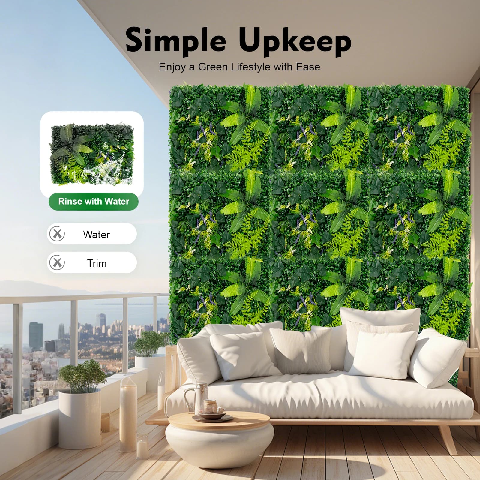 NEWEST Artificial Plant Wall Panels 60 x 40 cm, Plant Wall Hyperrealistic Plant Wall Panels Plants Wall Mat Artificial Plants Decoration (Pack of 6)