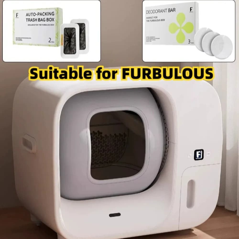 FURBULOUS Self-Cleaning Cat Toilet Pet Odor Eliminator Deodorizer Waste Bag FURBULOUS Automatic Cats Litter Box Trash Bag