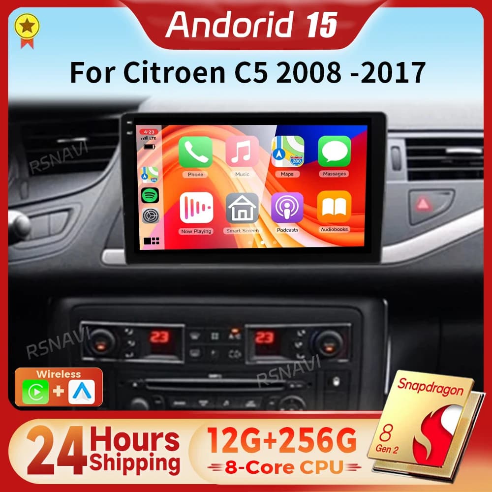 Android 15 Qualcomm Carplay Autoradio Multimediale Per Citroen C5 2008 2009 2010 -2017 navigazione Autoradio 2din 24 ore di spedizione