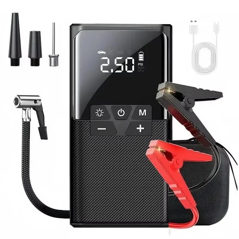 4 in 1 Car Jump Starter Power Bank 1800A 150PSI Compressore d'aria automatico Pompa per pneumatici wireless Dispositivo di avviamento booster batteria per auto