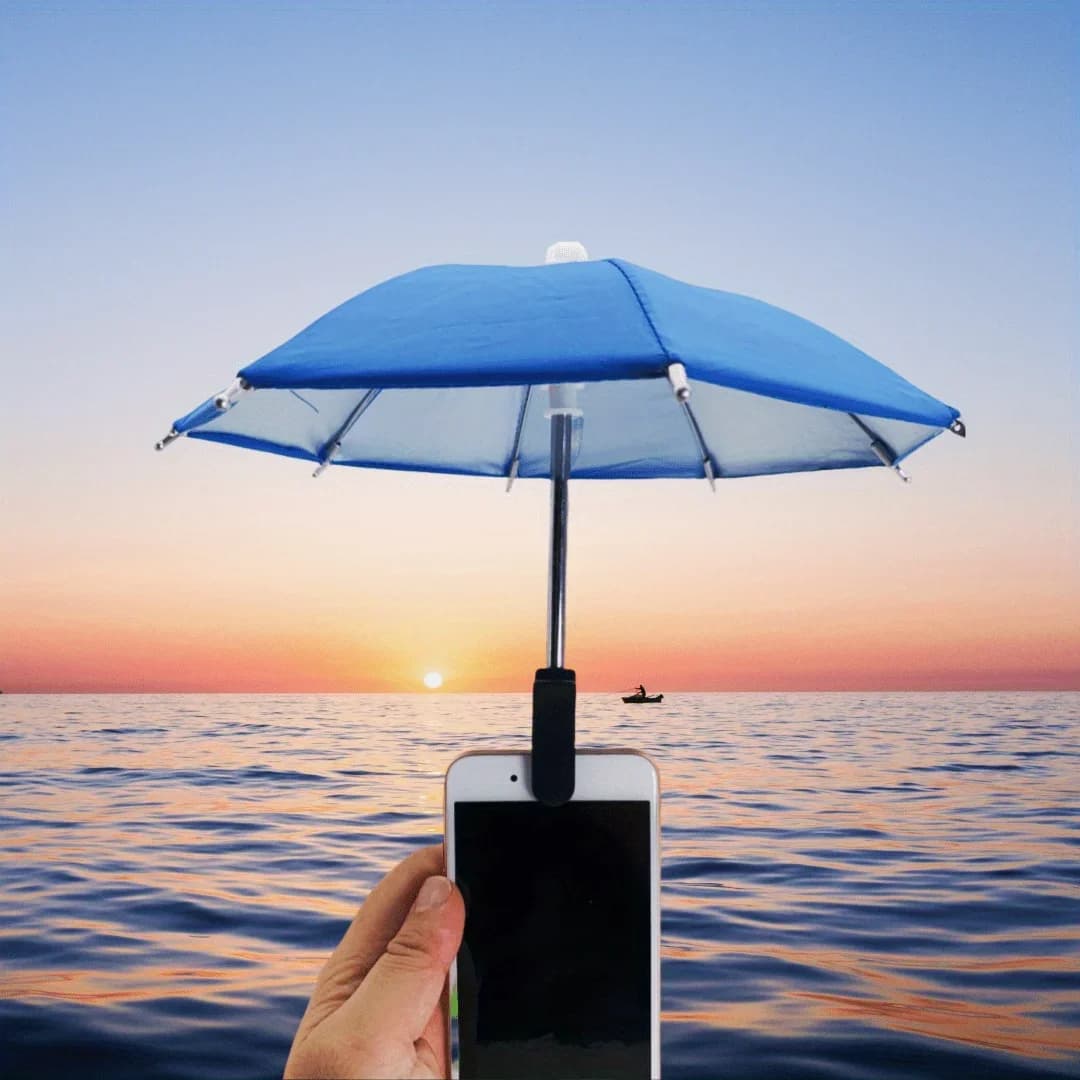 Portaombrelli per cellulare in acciaio inossidabile con clip per parasole, supporto creativo per mini ombrellone, supporto elegante