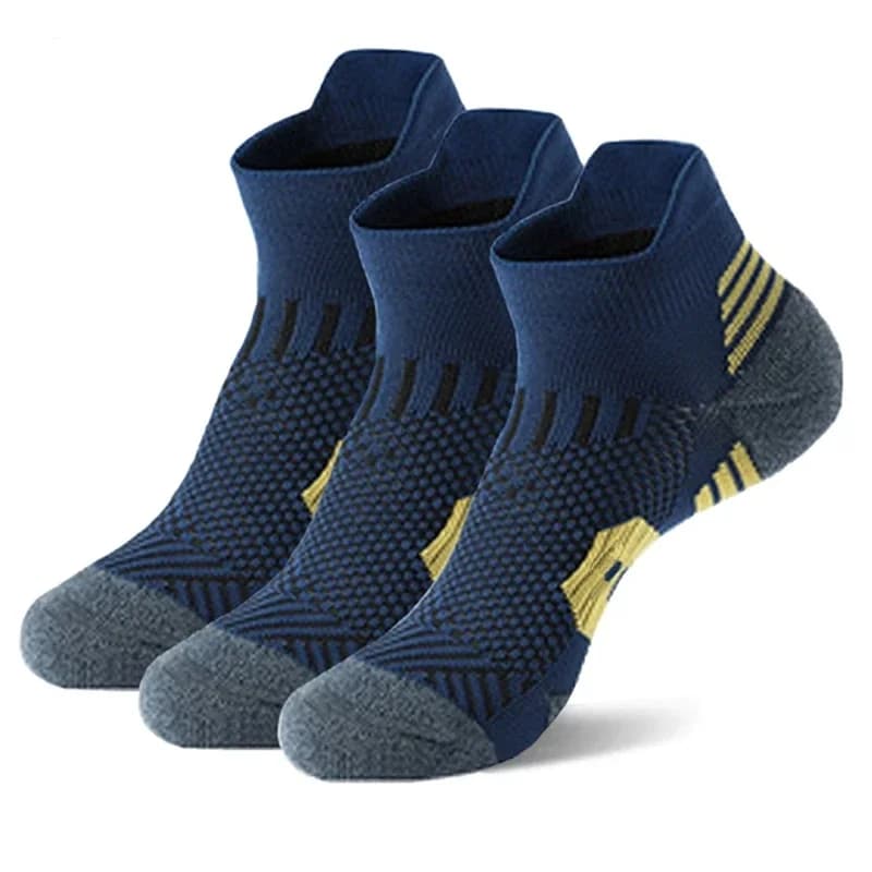 3 pairs of professional non-slip sports socks | Short fast drying socks with towel bottom Fitness socks for basketball training