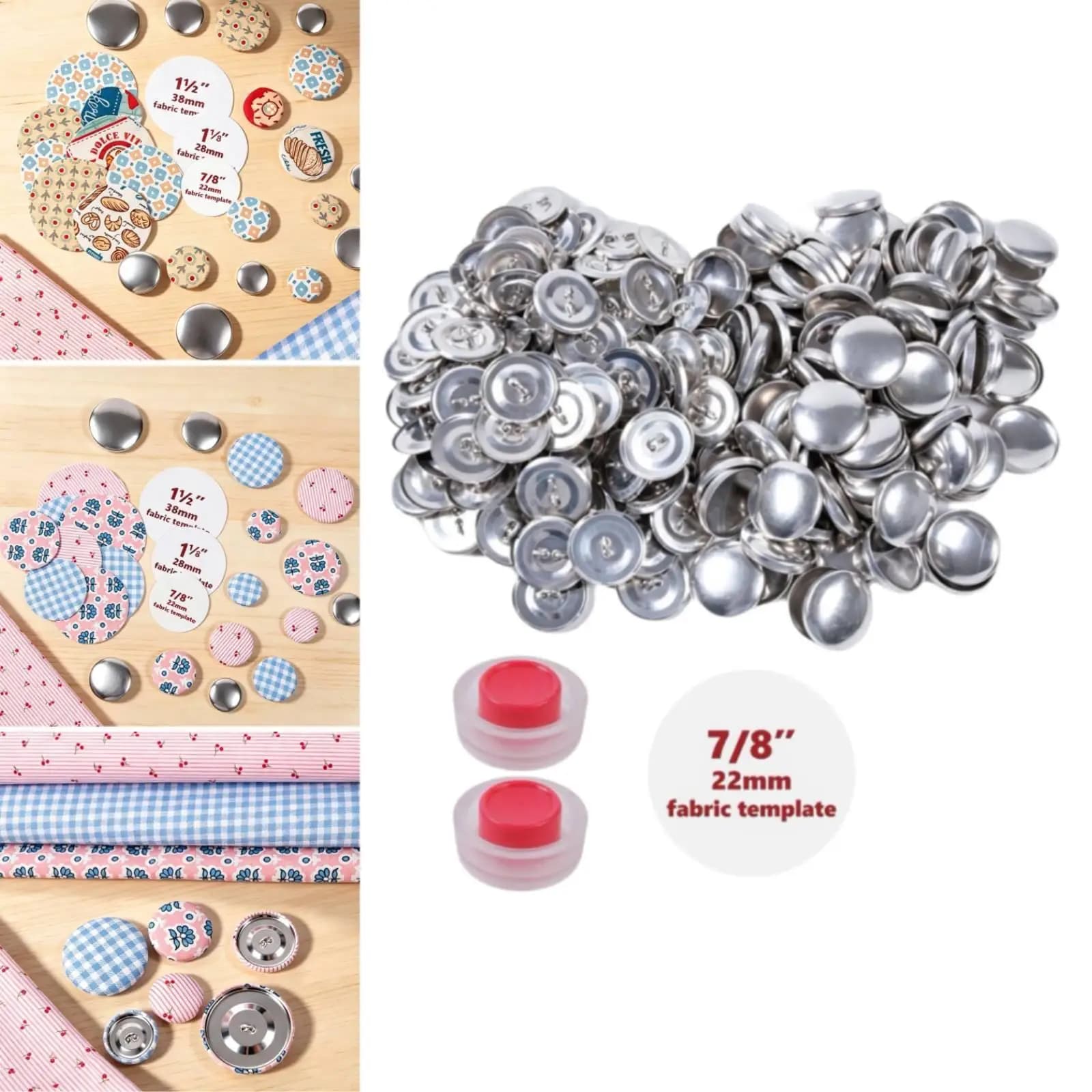 Self Cover Button Kit Supplies DIY Easy to Use Buttons with Tools Aluminum for Blouses Bags Embellishments Dress Clothes Garment