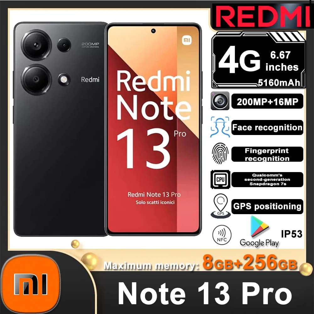 XIAOMI Redmi Note 13 Pro 4G originale, schermo da 6,67 pollici 120Hz con risoluzione 2712×1220, 200 milioni di pixel, 8GB+256GB con funzione NFC