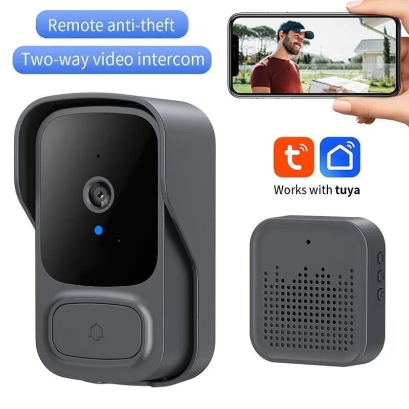 Tuya Campanello senza fili esterno Rilevazione movimento Campanello per porta Visione notturna Citofono Video Sicurezza Campanello per casa intelligente Telecamera Wifi