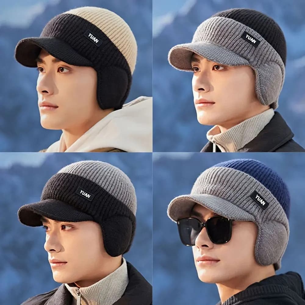 Fashion Thickened Baseball Cap Keep Warm Dual Tone Dad Hat Knit Couples Hats Men