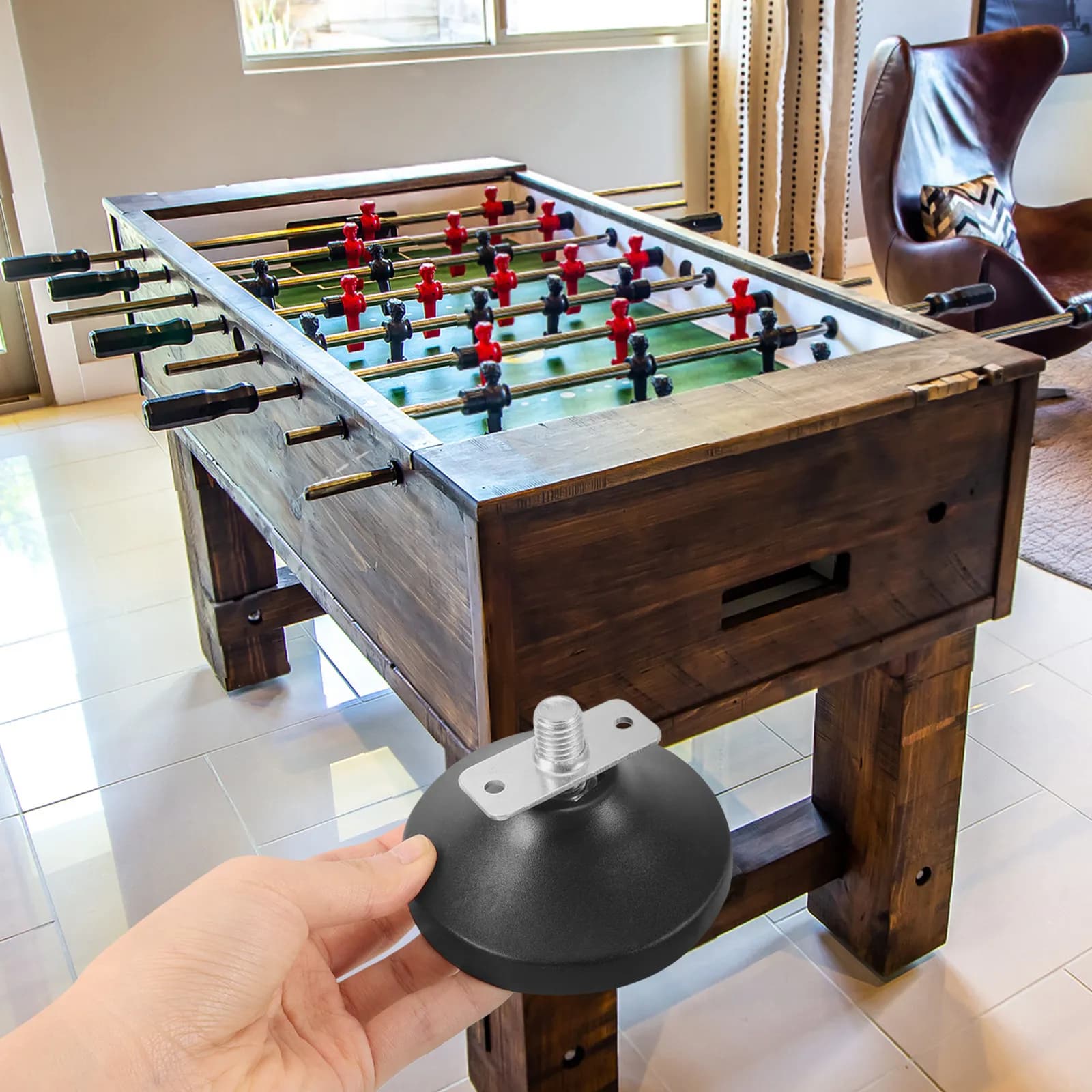 4 Pezzi Livellatori Regolabili per Tavolo da Calcio Balilla, Piedini Girevoli Antiscivolo per Mobili Pesanti, Stabilizzatori per Scrivania e Armadietto