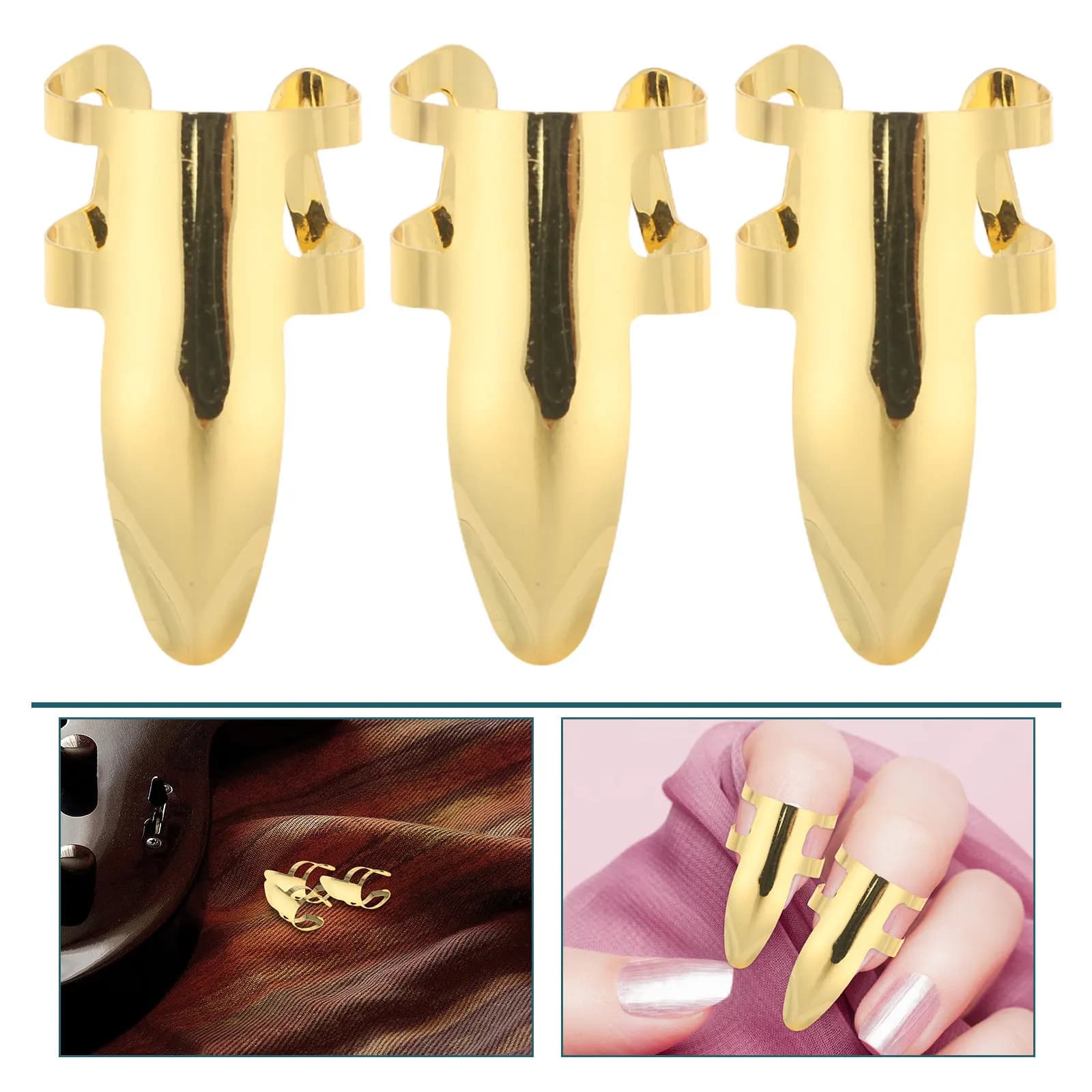 9Pcs Stainless Steel Finger Picks Lightweight Portable Picks for Guitar Bass Ukulele Mandolin Acoustic Electric Music