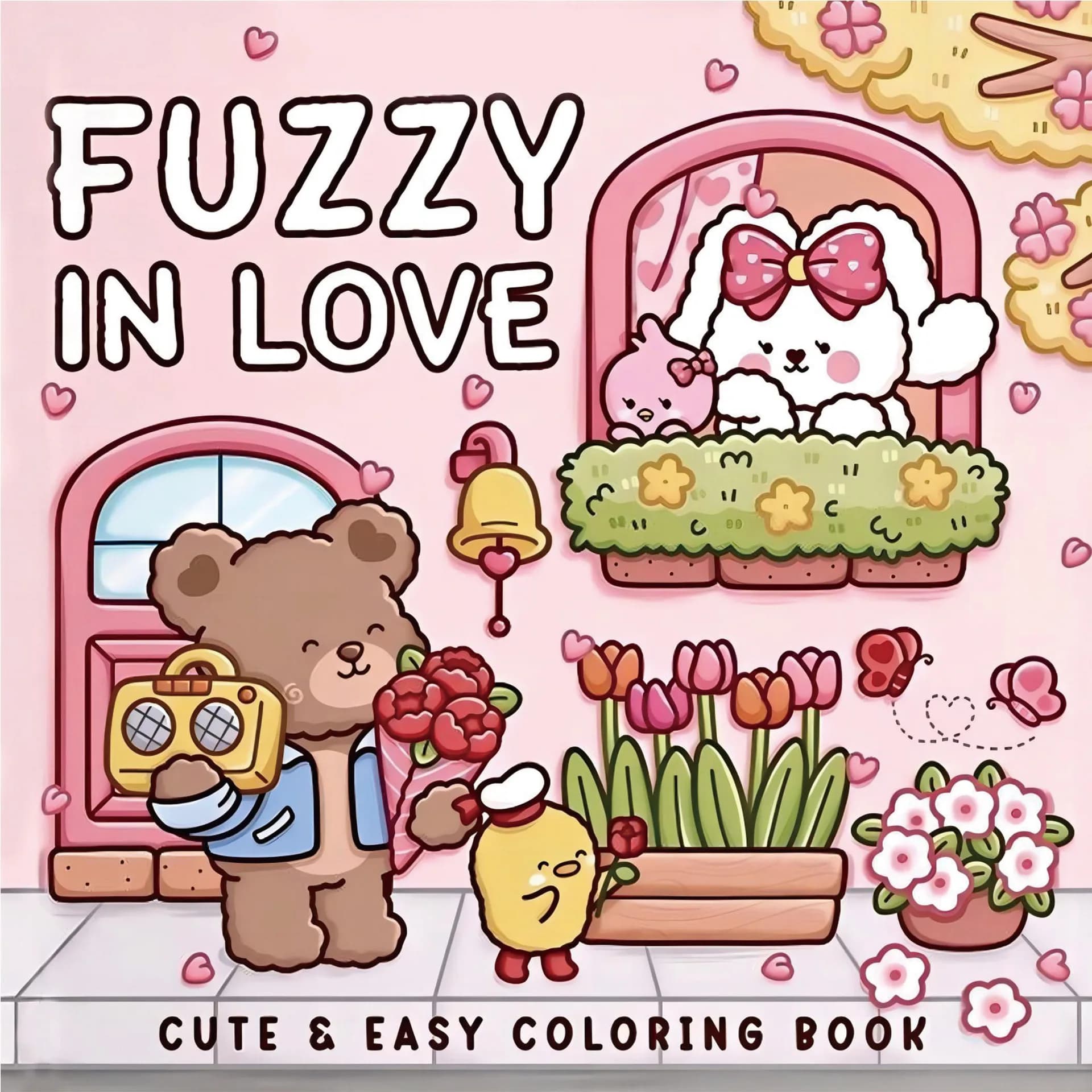 Fuzzy in Love Adult Coloring Book Bold Easy Patterns Cute Drawing Perfect Gift for Party Birthday Men and Women