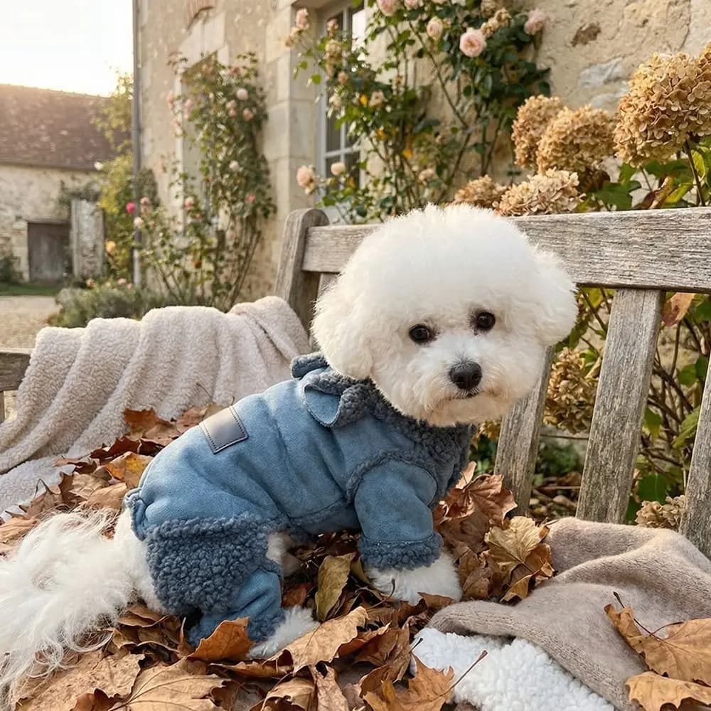 Cappotto Invernale per Cani a Quattro Zampe, Caldo e Confortevole, con Colletto in Pelliccia e Rivestimento in Peluche