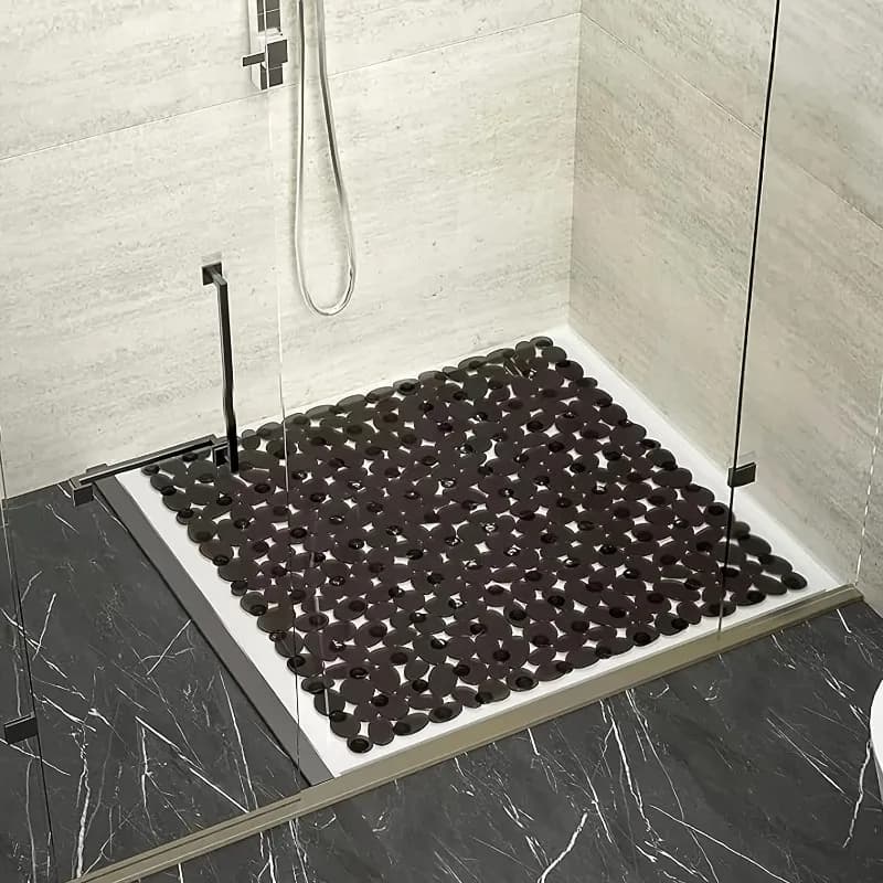 Tappetino da bagno in ciottoli Tappetino da doccia antiscivolo Tappeto da bagno in plastica con struttura in pietra con ventose Tappetino antiscivolo quadrato