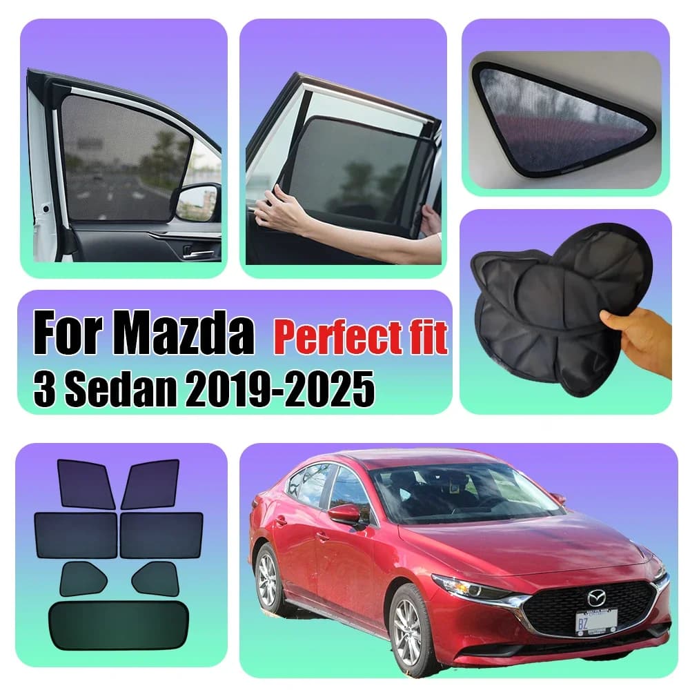 For Mazda 3 Sedan 2019-2025 Car Front Shield Window SunShade Windshield Rear Side Window Curtain Sun Shade Visor
