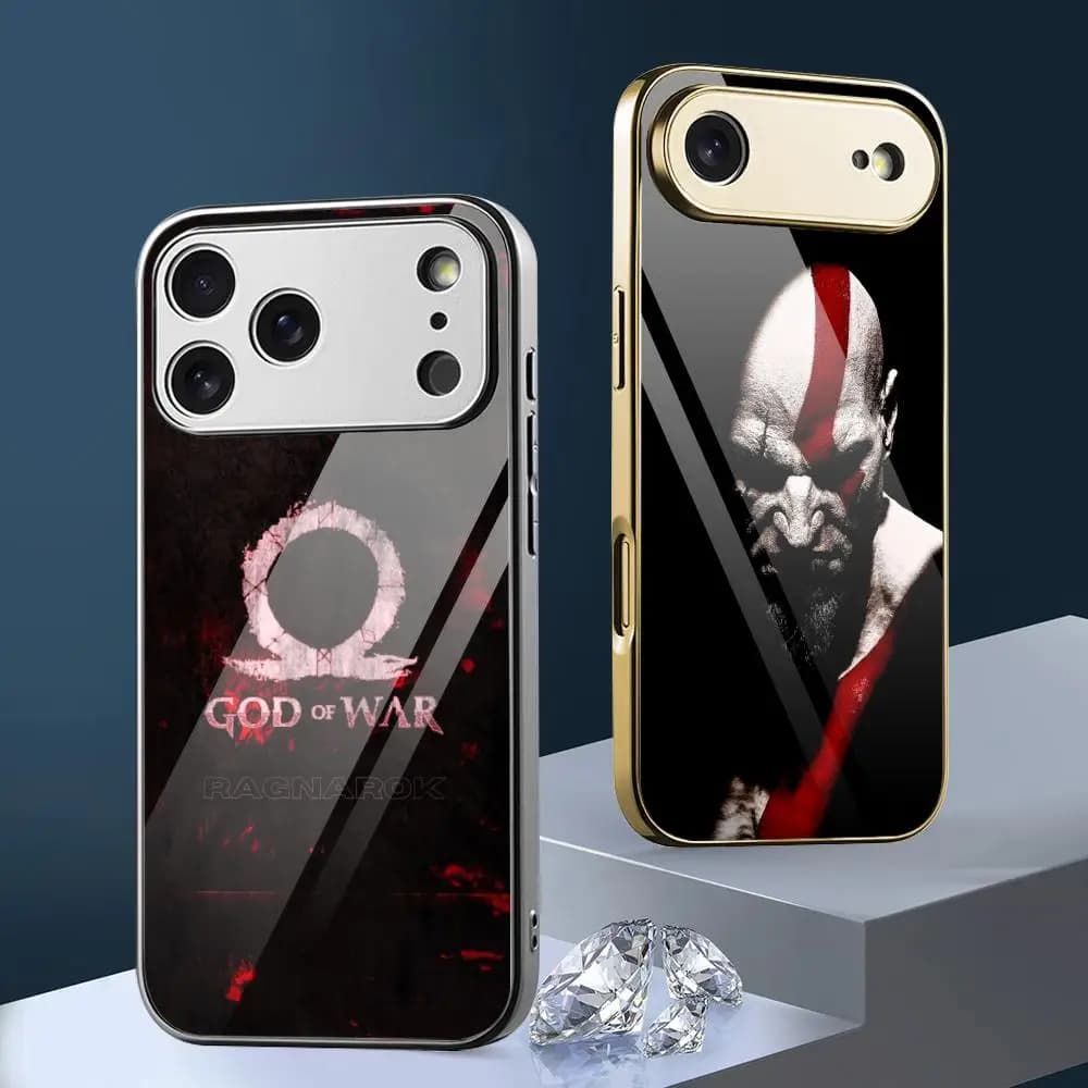 Custodia per telefono God Of War per iPhone 17 16 15 14 13 12 Pro Max Plus, antiurto con paraurti in metallo galvanizzato
