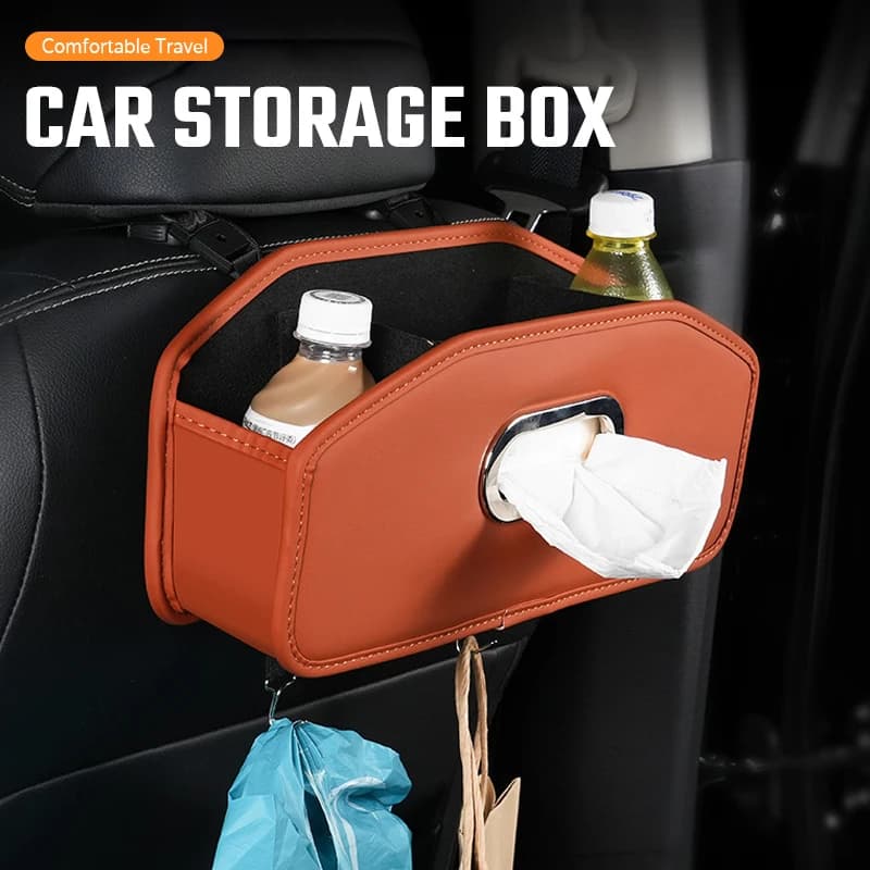 Scatola portaoggetti per schienale del seggiolino auto Organizzatore portaoggetti multifunzionale per sedile posteriore Scatola per fazzoletti per auto Portabicchieri Accessori interni per auto