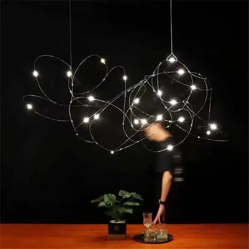Nordic Star Chandelier Modern Minimalist Flock of Star Led Lamp for Villa Shop Living Room Hotels Hall Bar Decor Pendant Light