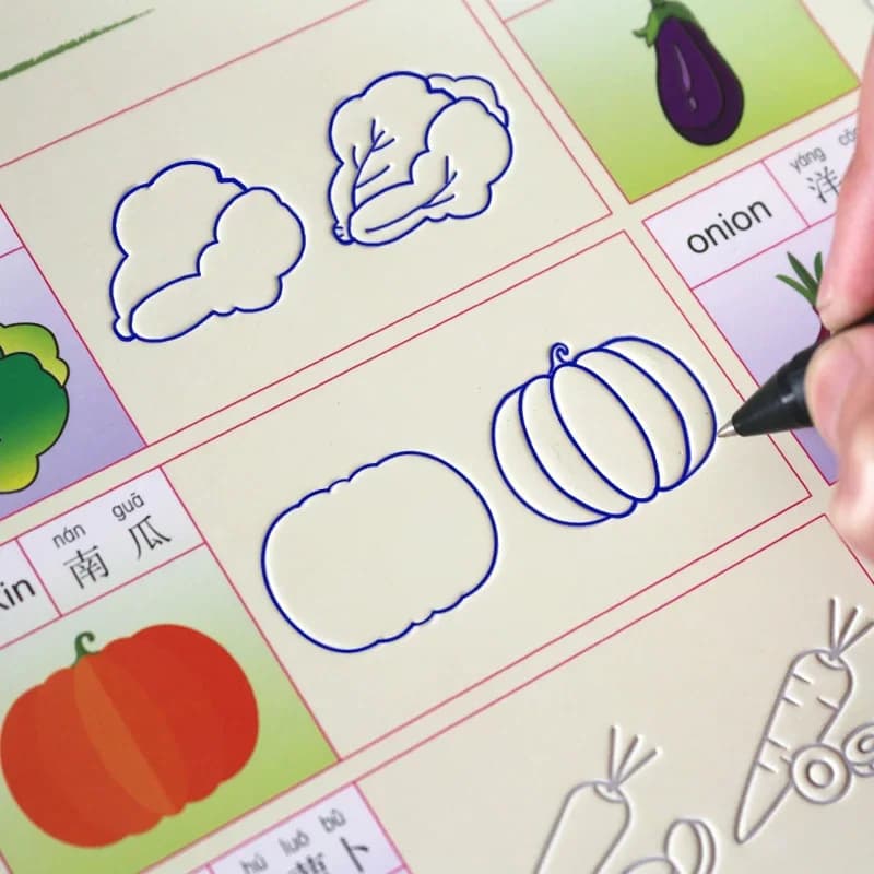 Children's stick figure Reusable Painting Copybook Hand Writing Groove Training Auto Fades Educational Toys For Children Games