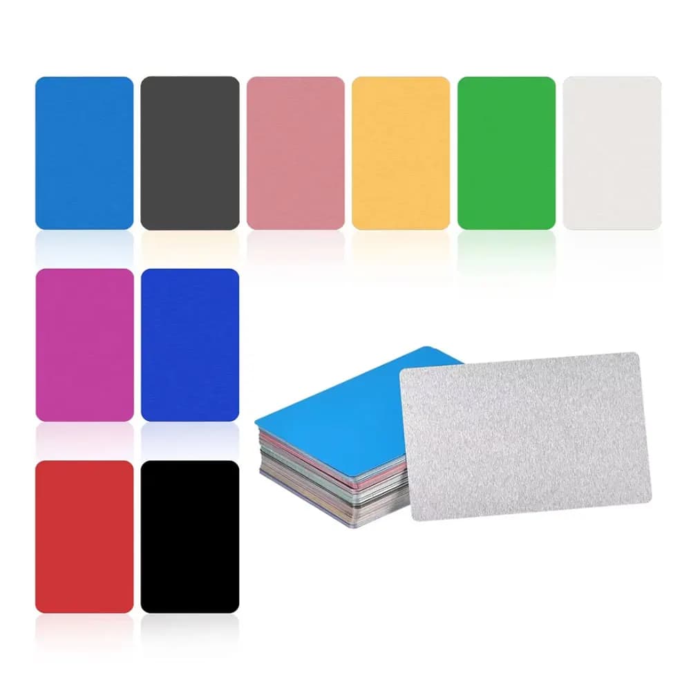 100 pieces metal plates business card aluminum sheet multicolor test material for laser engraving for business card diy