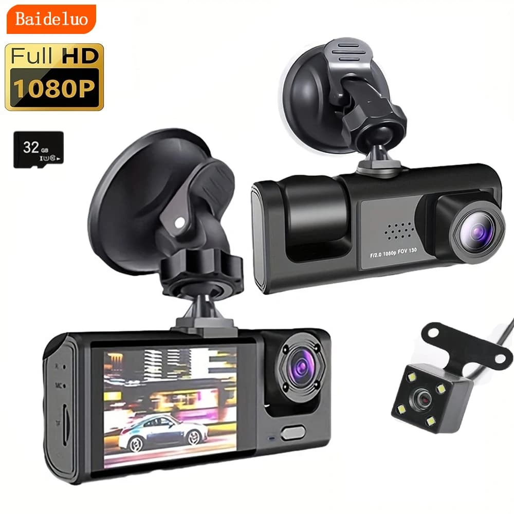 3 Dash Cam cameras with recording in IR night vision loop and IPS screen from 2 "1080P, DVR recorder, VCR, DVR for vehicles