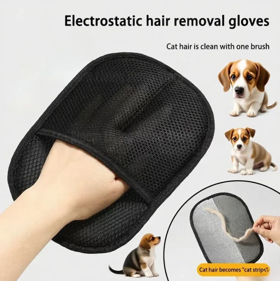 Animal Toelecture Glove 2-in-1 Reusable - Antistatic Brush for Remove Cat/Cane Peles, Massage and Cleaning Tool