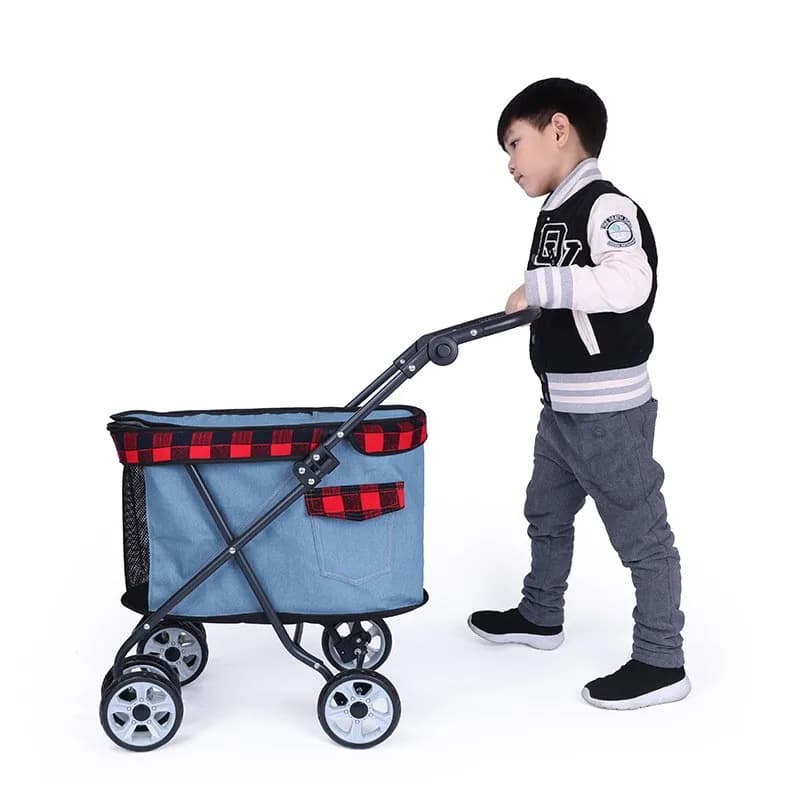 Pet Cat Passeggino Passeggino Neonato Portatile Pieghevole 4 Ruote Assorbimento Degli Urti Passeggino Walking Dog Transporter Carrello Carrier