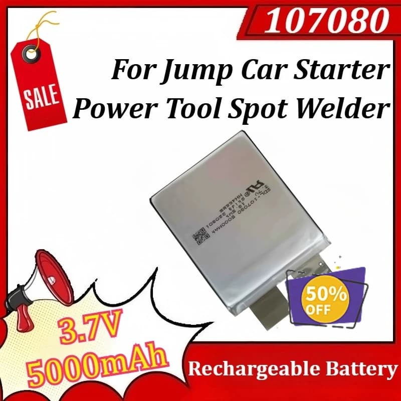 107080 3.7V 5000mAh 18.5Wh per Avviatore d'Emergenza Auto, Utensili Elettrici, Saldatrice a Punti 35C, Saldatura Fai-da-te, Cella Batteria 2S 3S