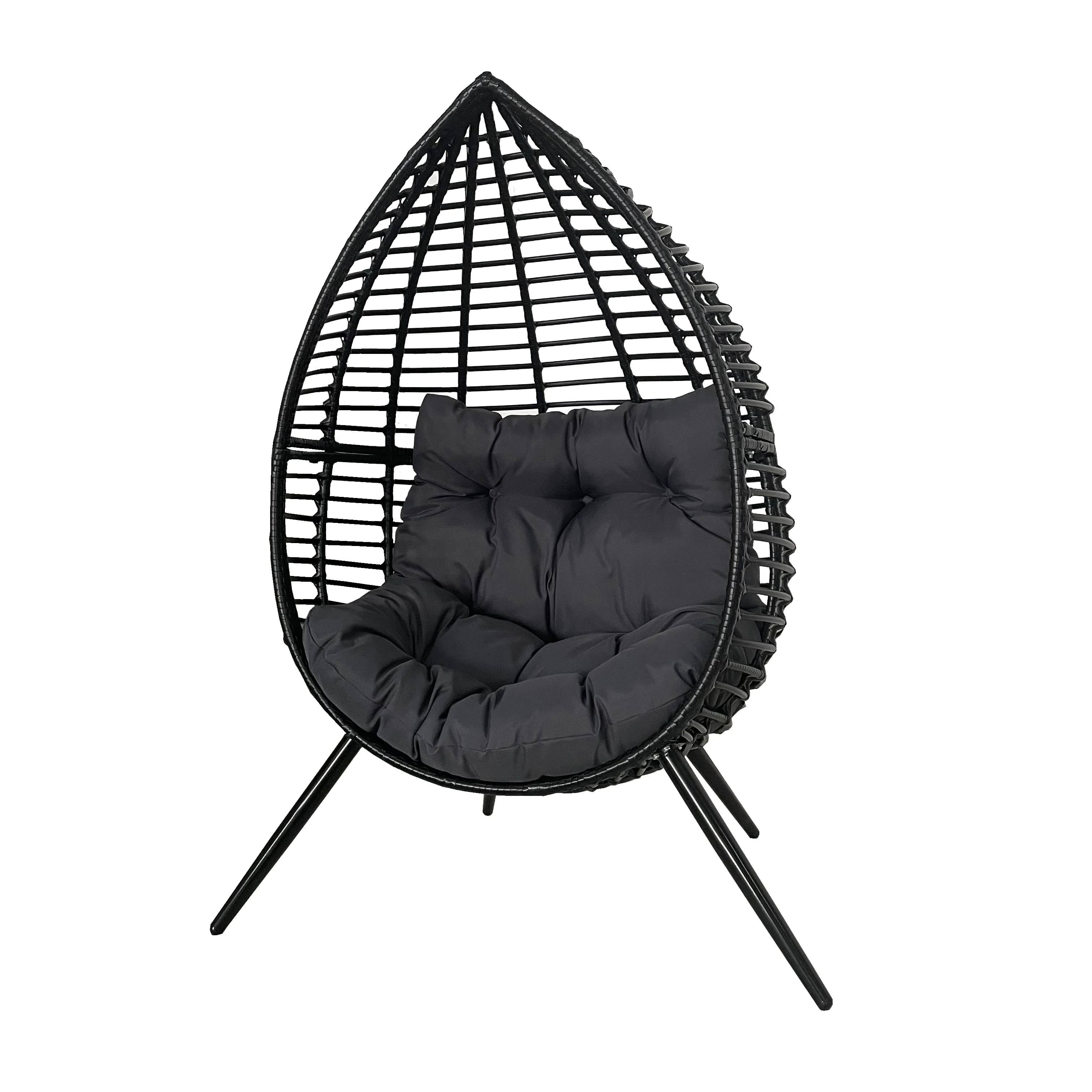 Sedia per uova in vimini da esterno Sedie moderne in piedi con cuscino impermeabile Mobili da giardino economici per sedili da giardino in rattan