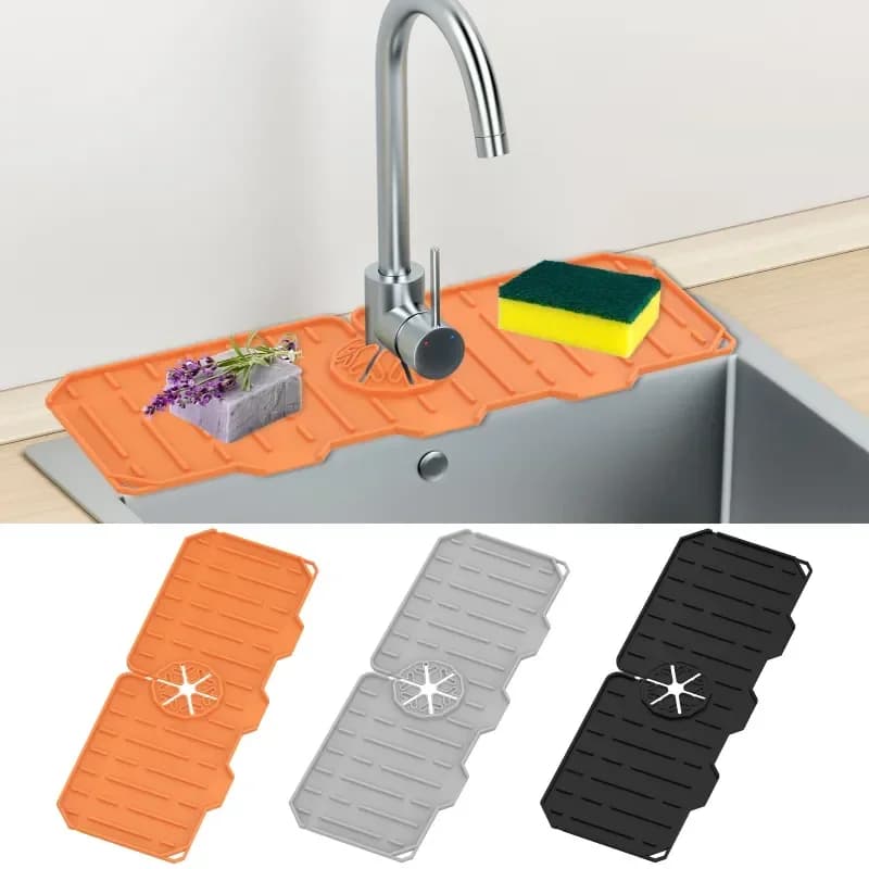 Tappetino per rubinetto in Silicone da cucina per lavello supporto per scarico in spugna tappetino per lavello pieghevole rubinetto Splash Catcher tappetino protettivo per controsoffitto del bagno
