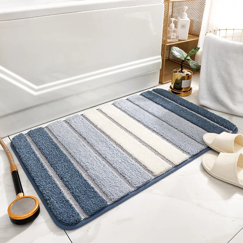 VIKAMA Semplice tappetino da bagno in finto cashmere che assorbe l'acqua, tappeto antiscivolo per camera da letto per uso domestico, decorazione domestica