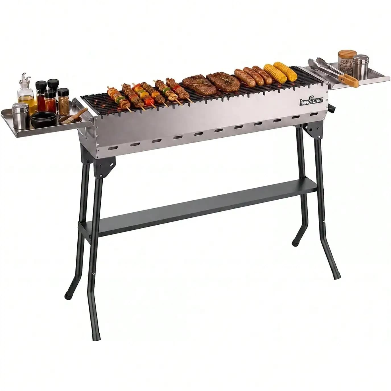Portable Charcoal Grill, Compact Outdoor BBQ Grill With Adjustable Air Vents, Non-Stick Grate & Heat-Resistant Handles, Perfect For Patio, Camping, Picnic, Backyard