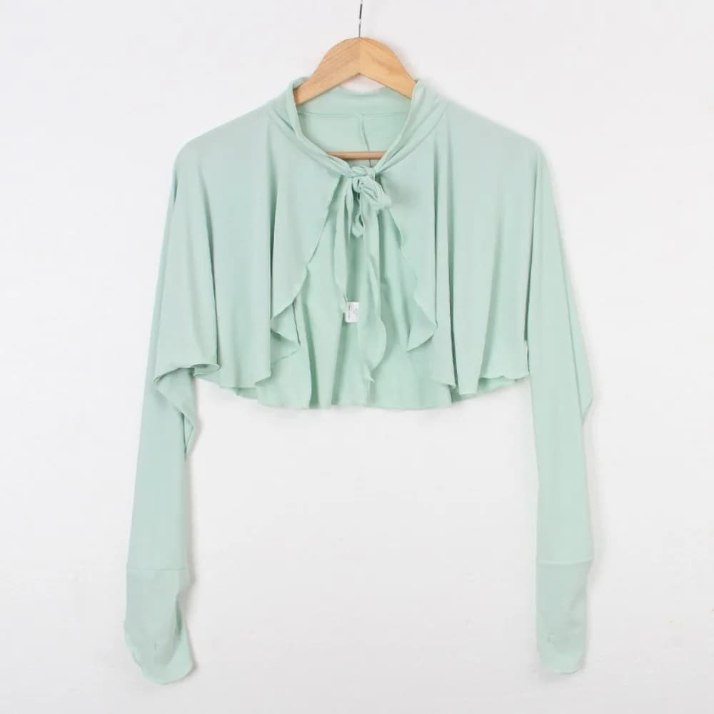 Top Corto Soft Ultra-thin Sleeve Long Sleeves Anti-UV, Solid Color, Solar Protection, Ice Silk Blusa, Girls Scarf