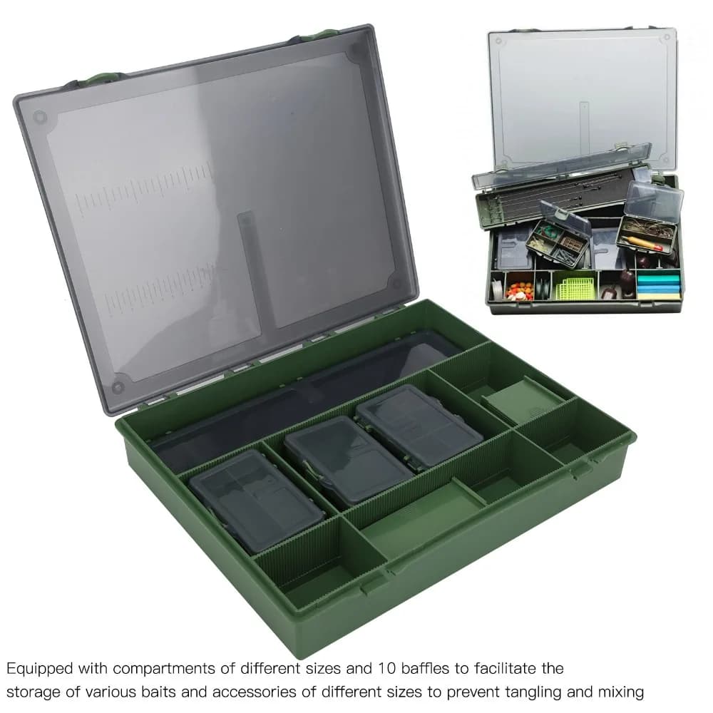 Large Capacity Fishing Lure Box Multi-Functional with Rulers Bait Storage Case Separate Compartments Fishing Tackle Organizer