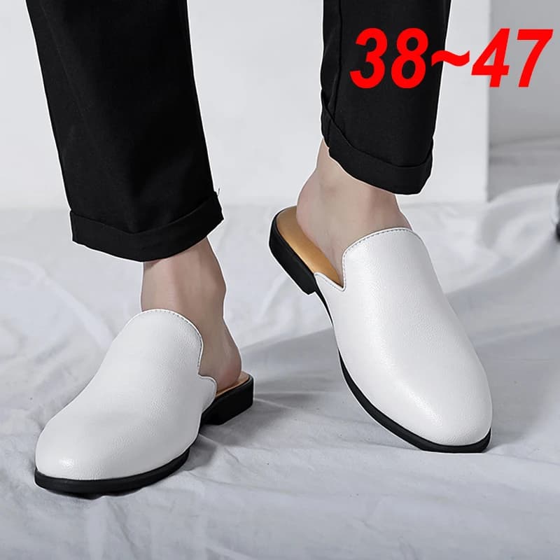 Mezze scarpe da uomo scarpe eleganti muli da esterno mocassini in pelle pantofole Plus Size 38-47 appartamenti da uomo senza schienale scarpe Casual mocassini