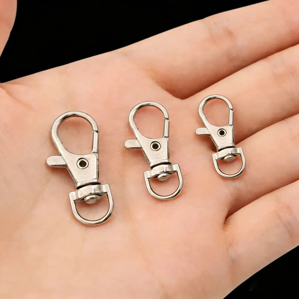 10 Pezzi Moschettoni Girevoli in Lega di Varie Misure, Ganci a Moschettone, Accessori per Portachiavi e Fibbie per Cinture, per Artigianato Fai-da-te, Gioielli, Catenine e Cordino