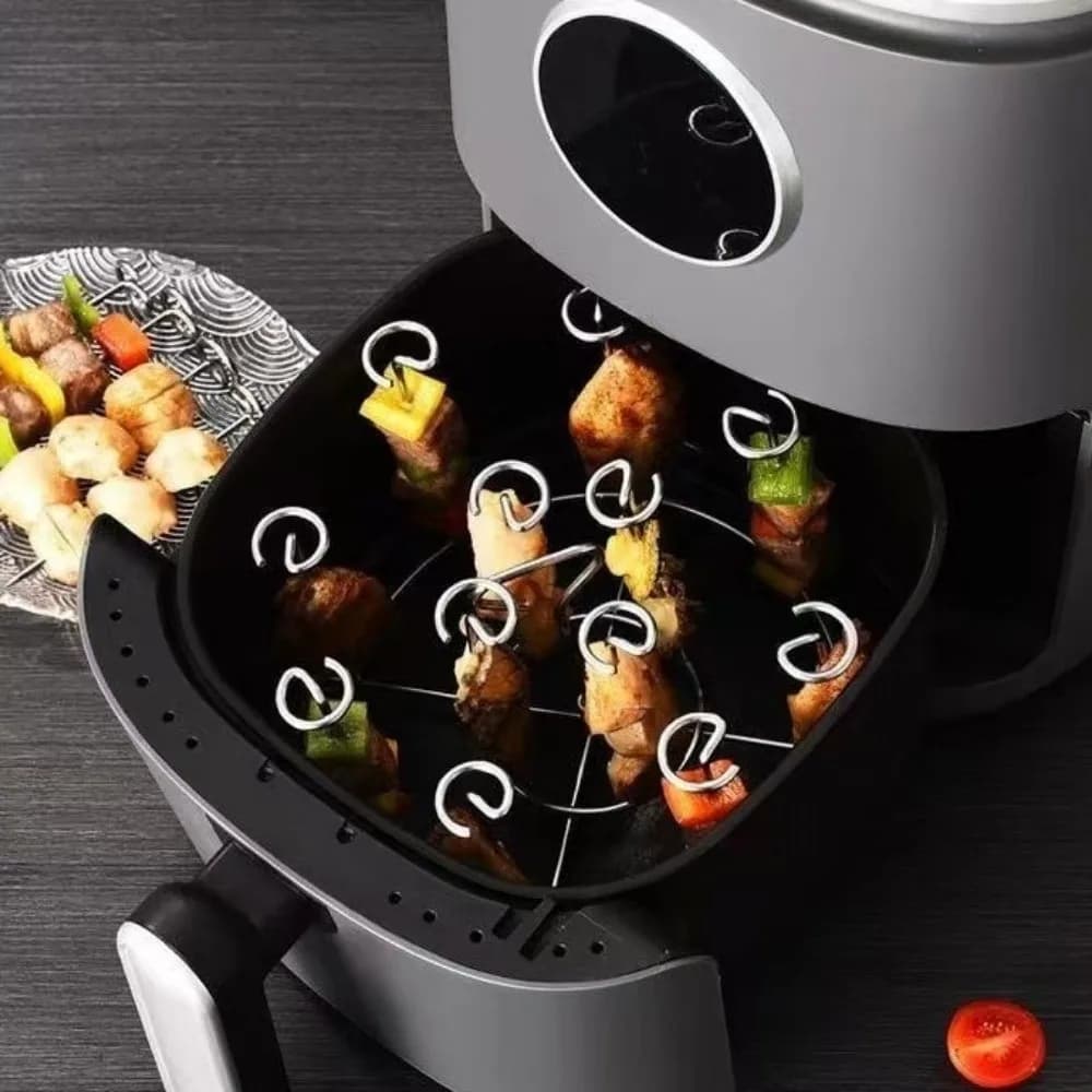 15/30pcs Stainless Steel Air Fryer Skewer Stand Portable Easy to Use BBQ Skewer Holder Detachable Grilling Tool Outdoor Cooking