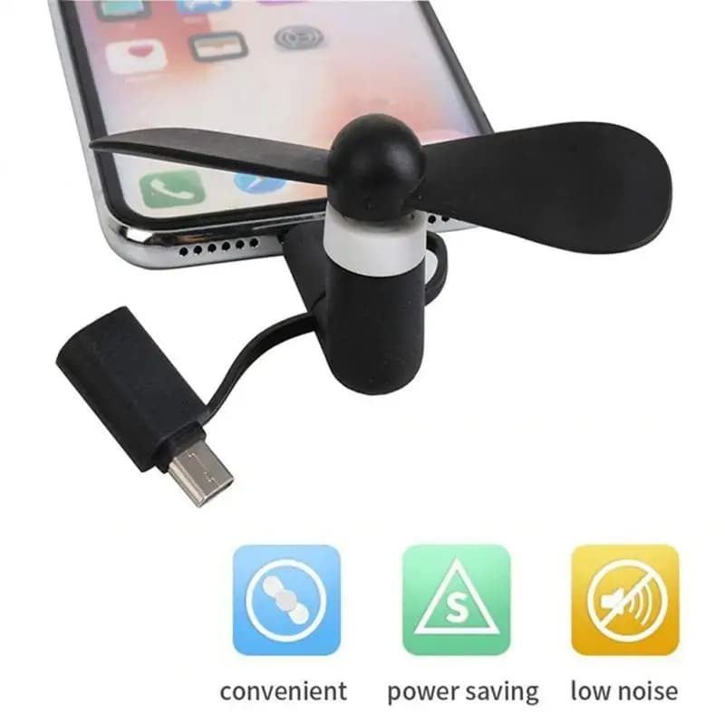 Mini ventola elettrica 3 in 1 per smartphone Mini ventola portatile con porta micro USB di tipo C per ventola per telefono cellulare