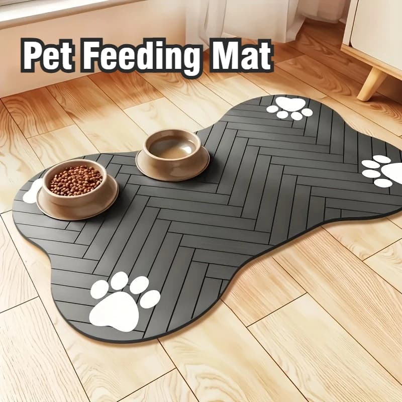 Tappetino Assorbente a Forma di Osso per Animali Domestici - Sottobicchiere per Ciotole di Cibo e Acqua, con Base in Gomma Impermeabile, Tappetino ad Asciugatura Rapida