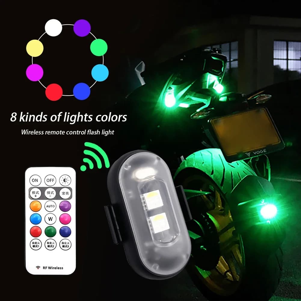 Stroboscopic LED RGB Rechargeable Wireless, Air Signal Light, Helicopters, Universal Motorcycle Safety Lamp