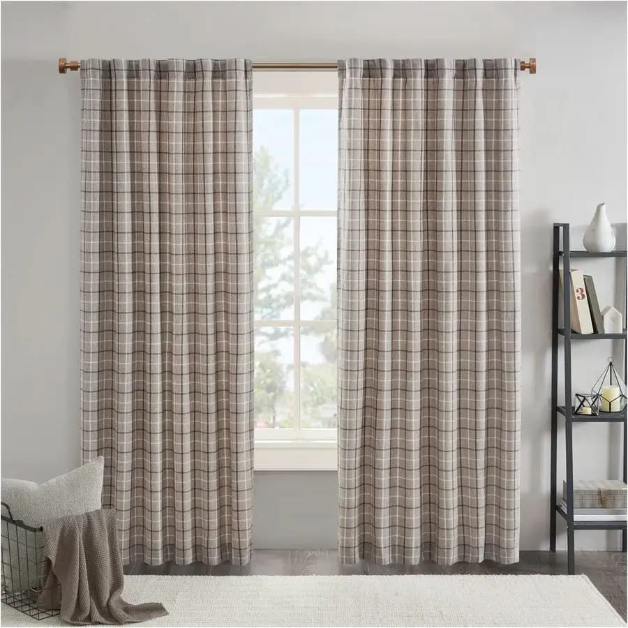 Anaheim Cabin Plaid Curtain Window, Thermal Insulated Fleece Lining, Living Room Decor Room Darkening Drape for Bedroom, 1Single