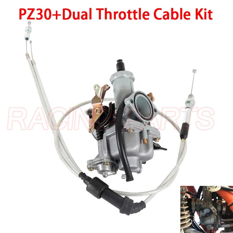 PZ30 30mm carburatore accelerazione pompa cavo starter Carb PZ30B + Kit doppio cavo acceleratore per ATV Dirt Bike Pit Quad 200cc 250cc