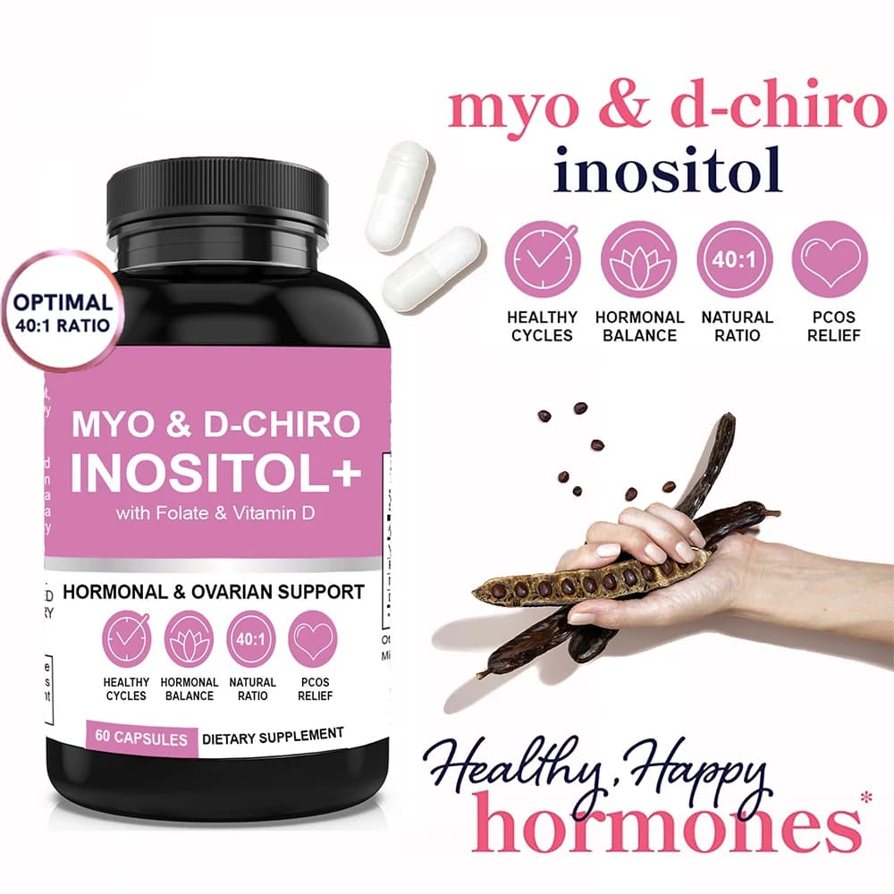 Myo-Inositol & D-Chiro Inositol supplement for women | Fertility supplements for hormonal balance and ovary health support, 60 C
