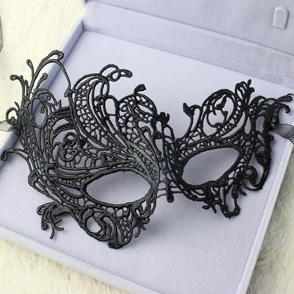 Maschera per Occhi Sexy in Pizzo, Maschera Veneziana per Ballo in Maschera, Costume per Festa di Halloween, Accessorio per Travestimento, Maschera Nera in Pizzo Traforato per Donna