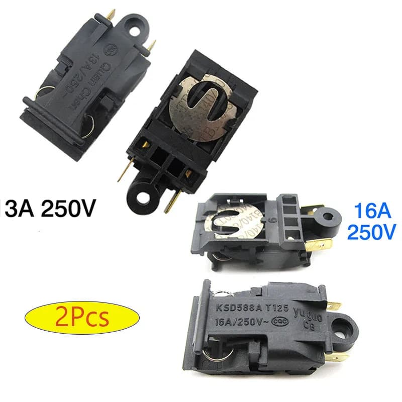 🛒 2 pz/lotto Interruttore Termostato Nero 13A/16A 250V per Bollitore Elettrico, Interruttore a Vapore, Accessori e Ricambi per Cucina