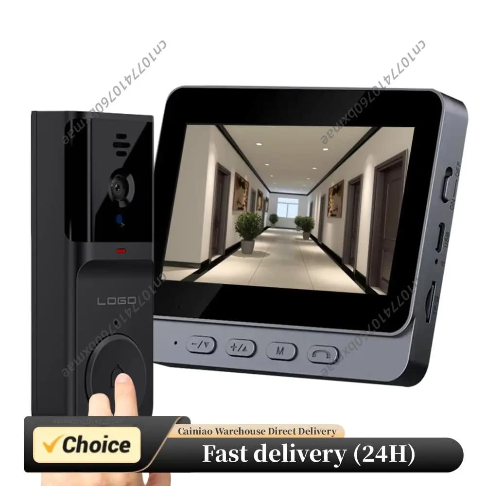 Videocitofono Wi-Fi HD 2.4G con Display IPS da 4.3 Pollici, Citofono Intelligente con Audio Bidirezionale per Appartamenti Familiari
