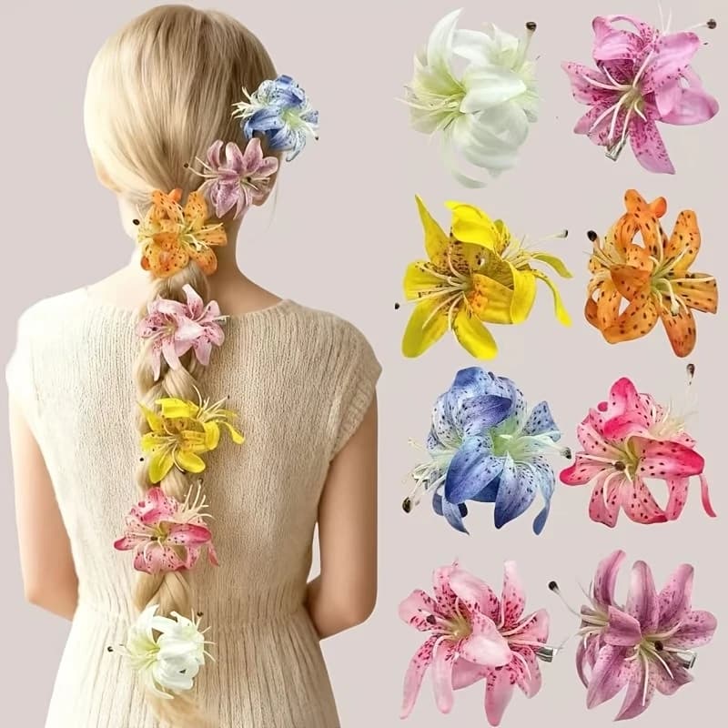 8pc Lily Hair Clips Set, One Word Barrettes Duck Mouth Side Hair Clips Elegant Sweet Hair Accessories For Women Girls