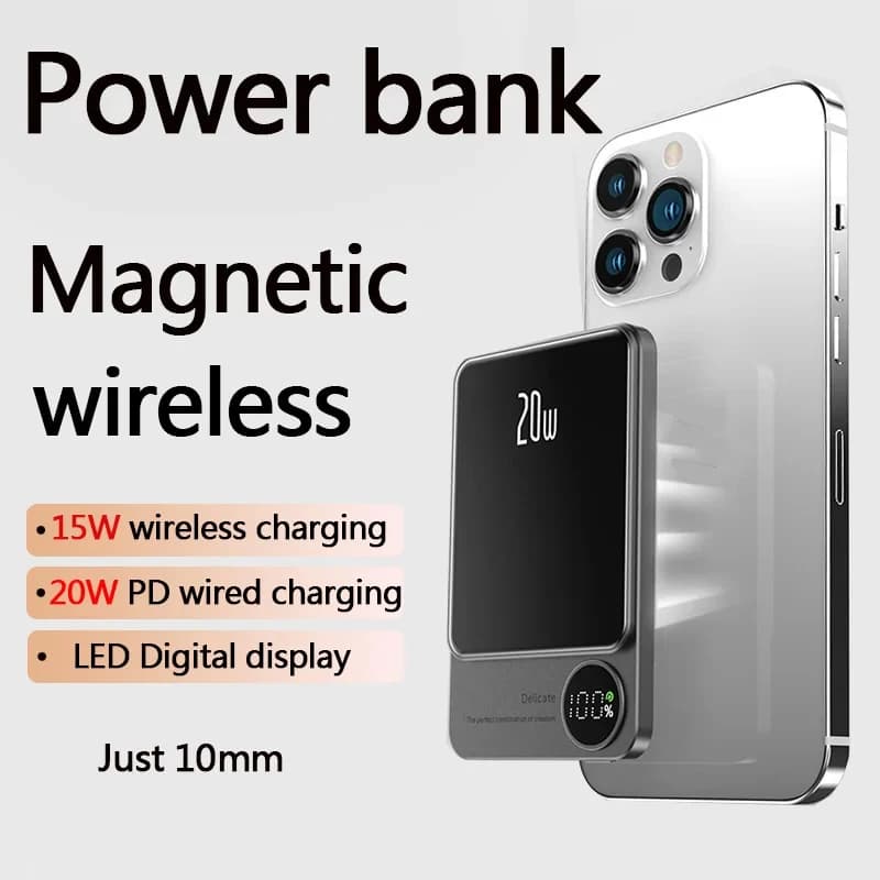 10000mAh Alloy Magnetic Powerbank Magnetic Power Bank Wireless Fast Charger For iPhone 15 14 13 12 11 Backup battery For Magsafe