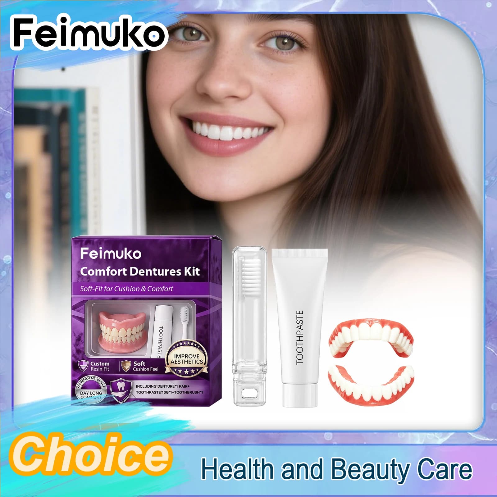 Moldable Silicone Dentures Upper And Lower Matching Denture Trays Fit Comfortably Confident Smile Oral Care Everyday Dentures