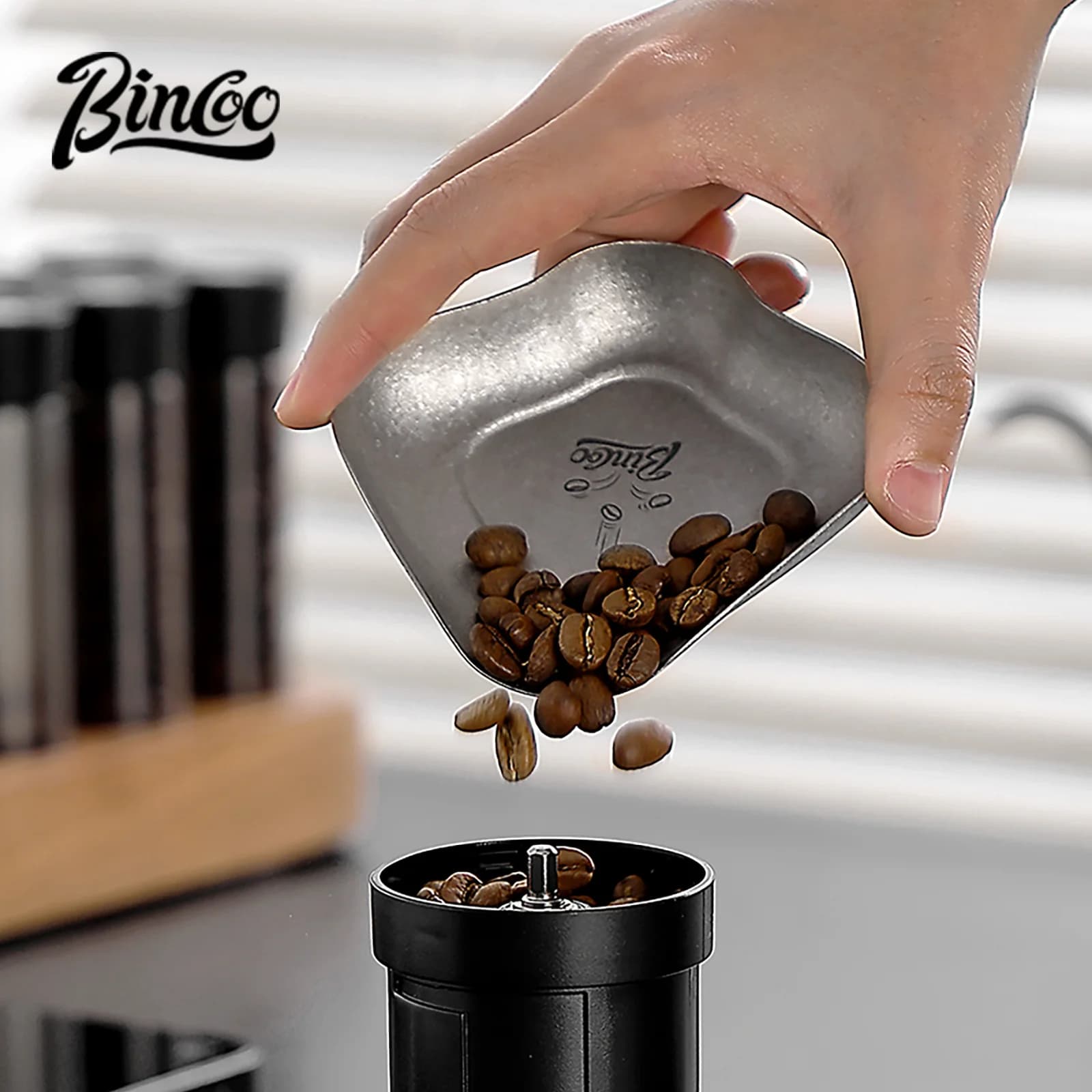 Bincoo Pure Titanium Dosing Disc – Coffee Bean Weighing Tray for Espresso & Pour Over, Portable Measuring Container